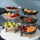 2/3 Tiers Plastic Fruit Plates with wood holder oval serving bowls