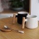 nordic style black white coffee mug with wooden handle and spoon modern style